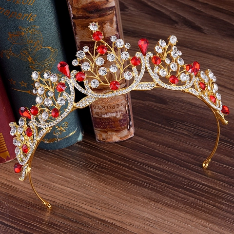 Barock Vintage Hochzeit Krone Tiara Legierung Strass Bunter Kristall Braut Kopfschmuck Geburtstag Party Festzug