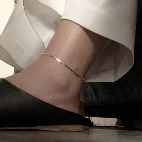 S925 Sterling Silber Fußkettchen Flache Klinge Schlangenknochen Kette Minimalistisch Einfach Koreanisch Vielseitiger Schmuck
