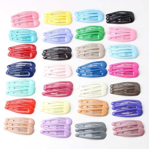 Kids Hair Clips Metal Colorful Snap BB Barrette Candy Color Teardrop Shape Non-Slip Hair Accessories For Girls