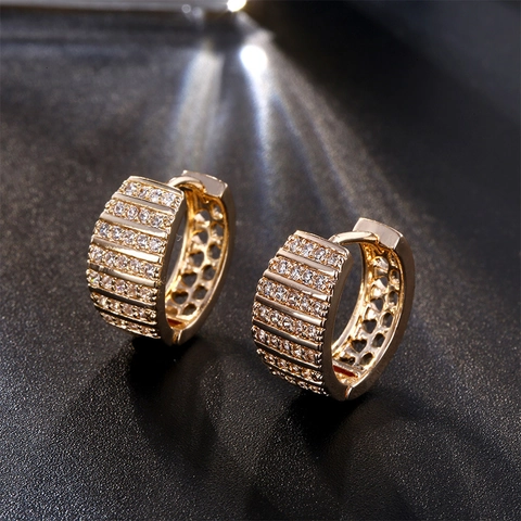 Vintage Kupfer Strass Huggie Hoop Ohrringe Für Damen Mode Galvanisierte Mehrreihige Strass Ohrringe Täglicher Schmuck