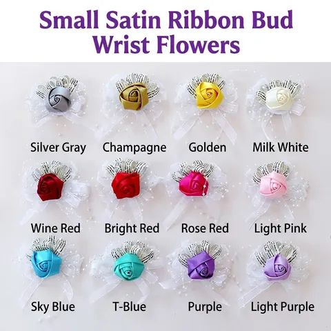 Handgelenk Corsage Satin Rose Blume Band Künstliche Perle Hochzeit Brautjungfer Party Hand Accessoire Elegant