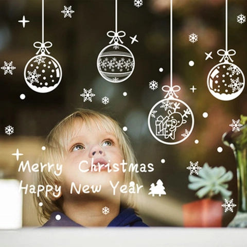 Christmas Window Static Stickers Reusable PVC Cling Snowflakes Santa Claus Reindeer Glass Door Party Home Decoration