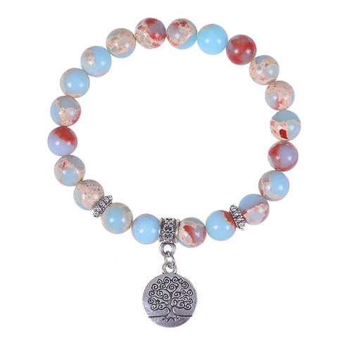 Bracciale In Pietra Naturale Pelle Di Serpente Con Ciondolo Albero Della Vita Om Mano Di Fatima Gioielli Boho Yoga