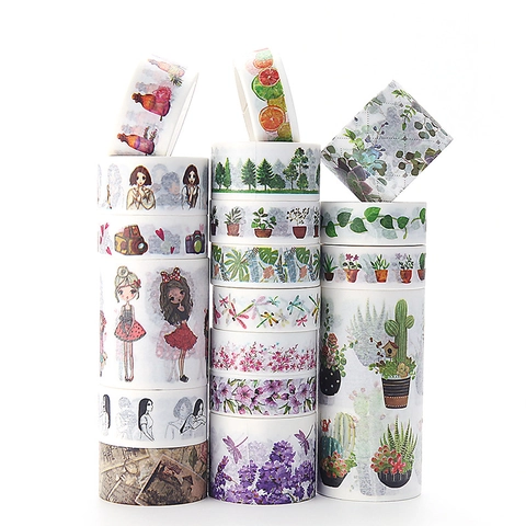 Dekorative Washi Tapes Washi Papier Blumen Sukkulenten Handgezeichnete Figuren DIY Scrapbooking Planer Journaling Material