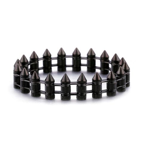 Bracciale Punk Gothic Spike Acciaio Inossidabile Catena da Moto Biker Polsino Borchie a Cono Metallico Gioielli Rock
