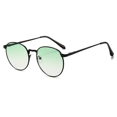Occhiali Da Sole Ovali Retrò Montatura In Metallo Cerniera A Molla Incisa Protezione UV Vintage 8012