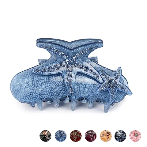 Seestern Haarklammer Acryl Strass Eingelegt Ozean Stil Mode Große Haarkrebs Für Frauen Elegantes Haar Accessoire