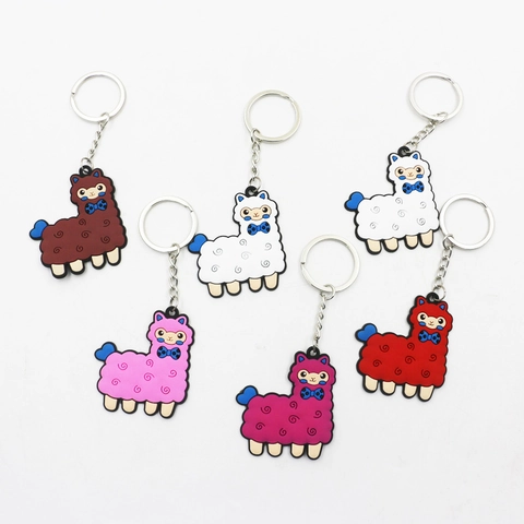 Cartoon Lama Schlüsselanhänger PVC Weichgummi Tier Taschenanhänger Geschenk Süß Neuheit
