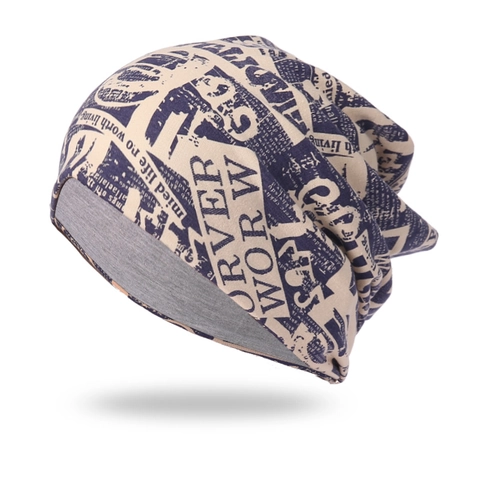 Gorro Beanie Con Estampado De Periódico Vintage Tejido De Acrílico Suave Elástico Doble Capa Unisex