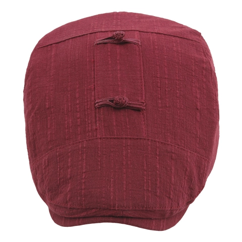 Gorra Plana De Algodón Y Lino Con Botón De Rana Estilo Étnico Retro Boina Ajustable Color Sólido Para Mujer