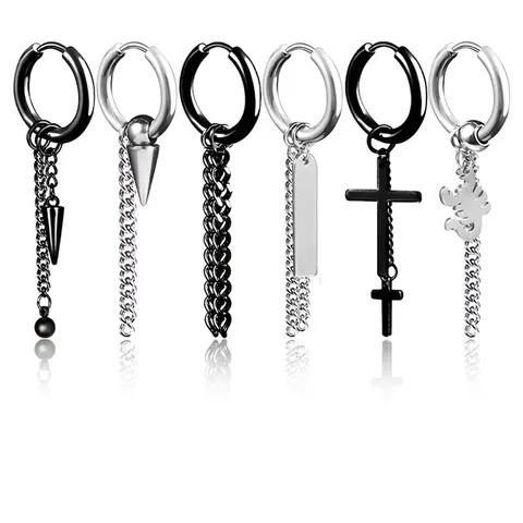 Orecchini A Cerchio Punk Gothic In Acciaio Inossidabile Con Ciondolo Croce Teschio Scorpione Stella Clip On Gioielli Unisex