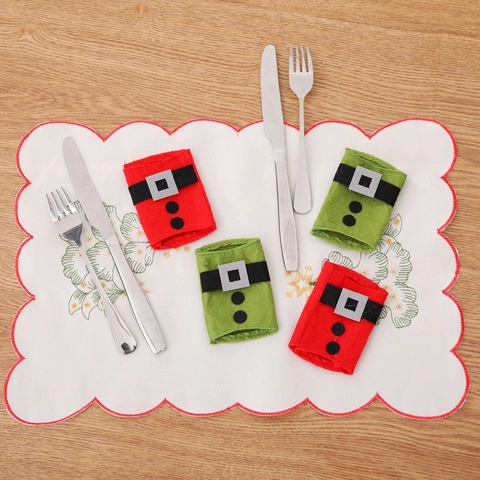 Christmas Cutlery Holders Felt Santa Elf Suit Design Holiday Table Decorations Cutlery Bags For Dining Party Festive Ornament
