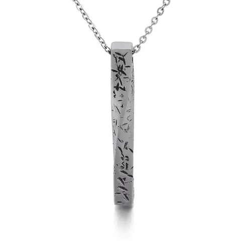 Vertical Bar Pendant Stainless Steel Hammered Texture Pillar Geometric Industrial Punk Style Jewelry For Men Unisex Silver Color