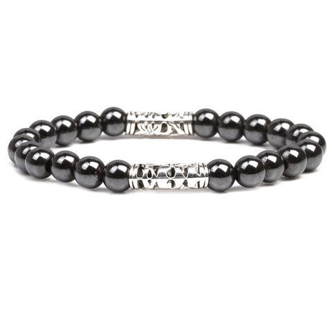 Bracciale In Perle Di Ematite Con Tubo In Lega Cava Gioielli Magnetici Stile Minimalista Per Uomini Donne