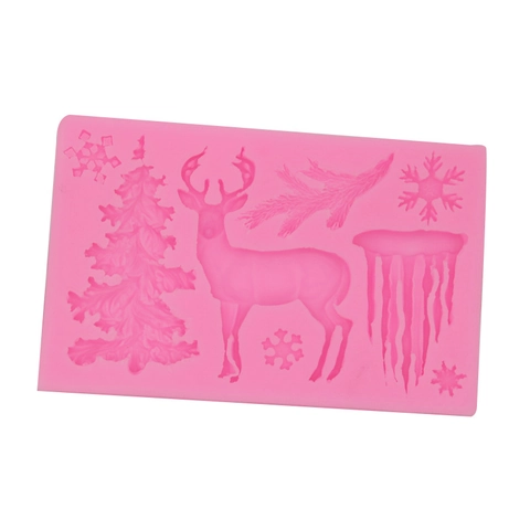 Molde De Silicona De Navidad Reno Copo Árbol Decoración De Pasteles Fondant Herramienta De Repostería DIY Flexible