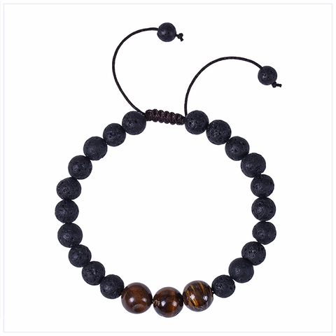 Bracciale Di Perline Pietra Lavica Occhio Di Tigre Fatto A Mano Intrecciato Cordino Regolabile Gioielli Unisex Yoga Meditazione Regalo