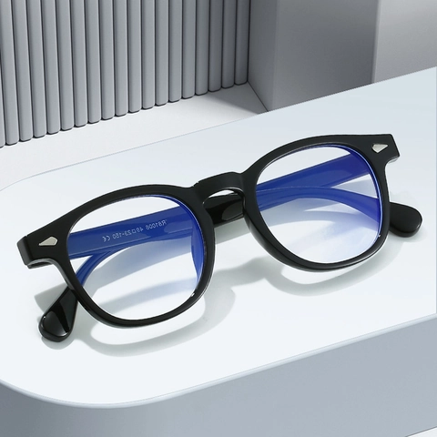 Occhiali Da Vista TR90 Anti Luce Blu Rotondi Retro Donna Uomo Anti Riflesso Per Computer Montura Vintage Con Borchie