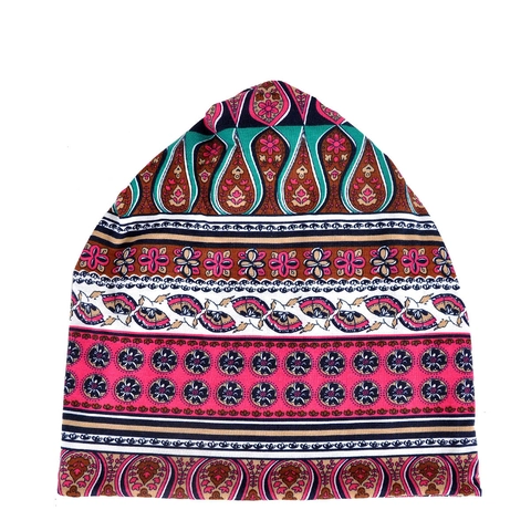 Bohemian Beanie Hat Neck Gaiter Dual Use Baumwollmischung Warme Slouchy Cap Paisley Ethnic Pattern Für Damen Herren