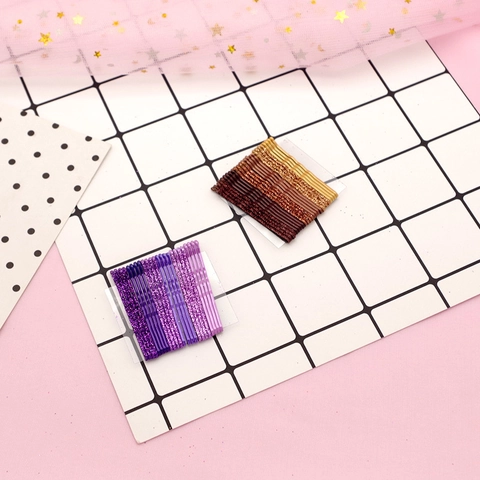 Wave Metal Bobby Pins Colorful Glitter Lacquered Gradient Hair Clips For Girls Daily Accessories