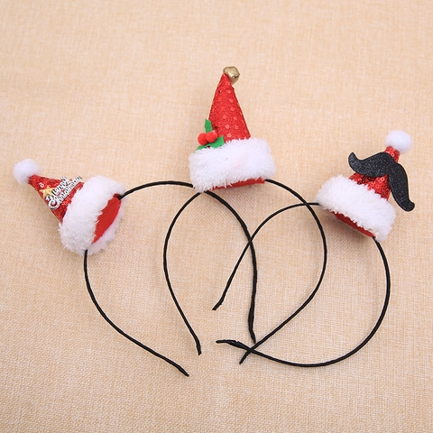 Cerchietto Cappello Di Natale Paillettes Mini Cappello Babbo Natale Decorazione Festa Vacanza Accessorio Costume Pelliccia Sintetica