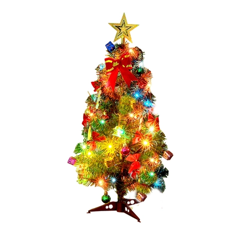 Mini Künstlicher Weihnachtsbaum PVC Kunststoff Kiefernzapfen Mit LED Lichter Schreibtisch Deko Verziert