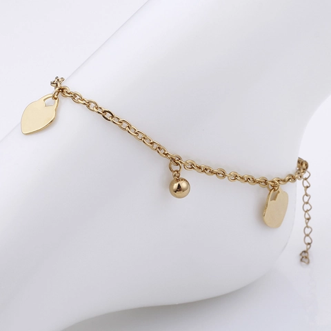 Tobillera Con Colgante De Corazón De Acero Inoxidable Bañado En Oro De 18K Joyería De Cadena De Tobillo Ajustable