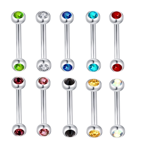 Eyebrow Ring Curved Barbell Body Piercing Jewelry Stainless Steel Colorful Rhinestones Ball End Decorative