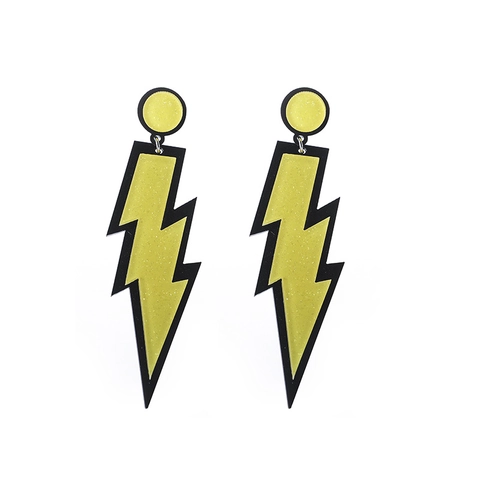 Lightning Bolt Dangle Earrings Glitter Acrylic Nightclub Party Exaggerated Neon Jewelry For Women