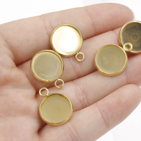 Runde Cabochon Anhänger Fassungen Edelstahl Polierte Lünette Tabletts DIY Schmuckherstellung Gold Roségold