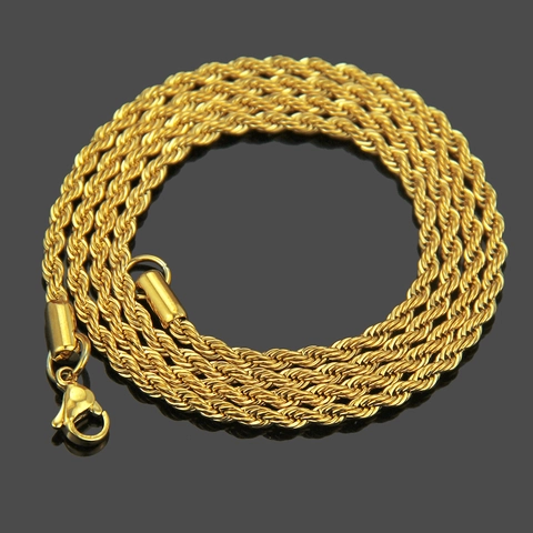 Stainless Steel Twist Rope Chain Necklace Hip Hop Twisted Choker For Men Women Gold Silver Black Rose Gold Jewelry Gift
