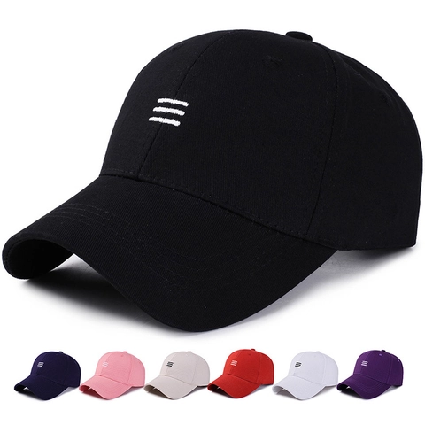 Baseballkappe Polyester Baumwolle Verstellbare Metallschnalle Horizontale Streifenstickerei Schirm Sonnenschutz Herren Damen