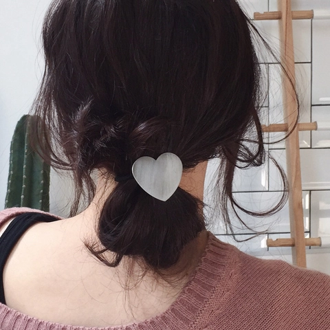 Chic Geometric Heart Triangle V-Shape Hair Ties Brushed Alloy Metal Elastic Hair Ropes Minimalist Accessories For Women