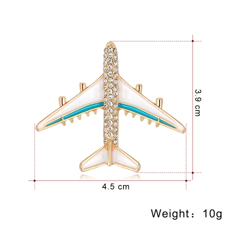 Novelty Alloy Rhinestone Airplane Brooch For Women Men Gold Enamel Aircraft Pin Badge Aviation Jewelry Gift Clothing Accessory