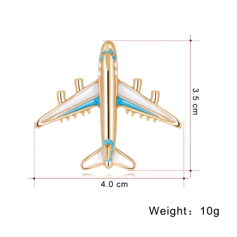 Broche Avion en Alliage Émail Dessin Animé Plaqué Or Badge d'Avion Épingle pour Revers de Costume Hommes Femmes Bijoux Cadeau
