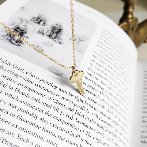 Schlüssel Anhänger Halskette 925 Sterlingsilber 18K Vergoldet Minimalistischer Retro Stil Für Damen