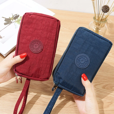 Nylon Multi-layer Zipper Clutch Coin Purse Waterproof Handheld Phone Bag Large Capacity Wristlet For Women Men Casual Sport