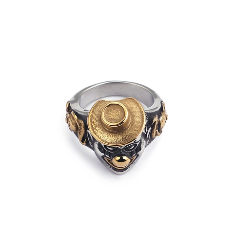 Anillo De Cara De Payaso Joker Vintage Acero Inoxidable Chapado En Oro Estilo Punk Gótico Para Hombres Mujeres