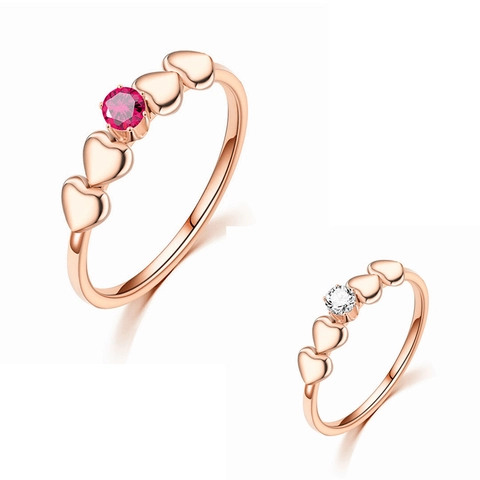 Light Luxury Stainless Steel Heart Zirconia Ring Rose Gold Plated Fashion Couple Jewelry Band Anniversary Birthday Gift For Women