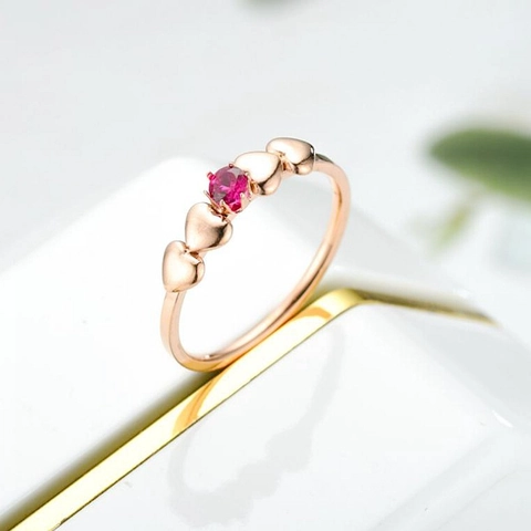 Light Luxury Stainless Steel Heart Zirconia Ring Rose Gold Plated Fashion Couple Jewelry Band Anniversary Birthday Gift For Women