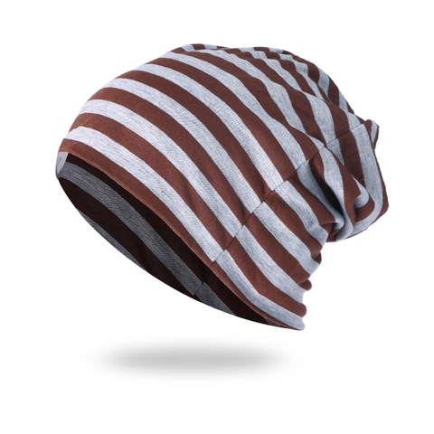 Bonnet Beanie Tricoté À Rayures Mince Respirant Élastique Chapeau Pull Couvre-Chef De Sport Décontracté Pour Hommes Femmes