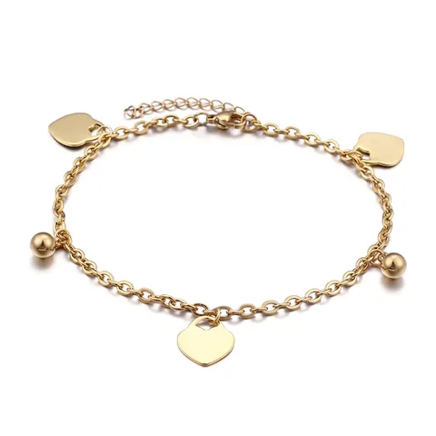 Tobillera Con Colgante De Corazón De Acero Inoxidable Bañado En Oro De 18K Joyería De Cadena De Tobillo Ajustable