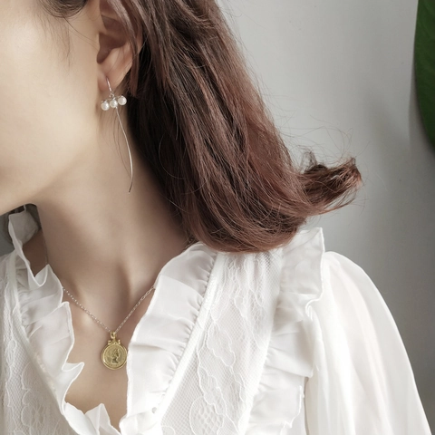 925 Sterling Silber Künstliche Perle Lange Quaste Ohrfaden Ohrringe Für Frauen Elegante Minimalistische Koreanische Stil Schmuck