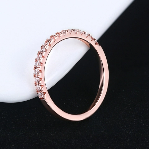 Minimalistischer Ring Kupfer Mit Zirkonia Mikro Inlay Eleganter Verlobungsschmuck Für Frauen Modischer Stil