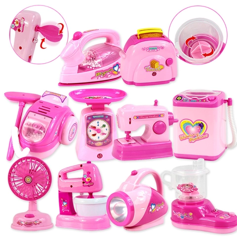 Kids Simulation Household Appliances Pink Plastic Pretend Play Kitchen Toy Educational For Toddlers Girls