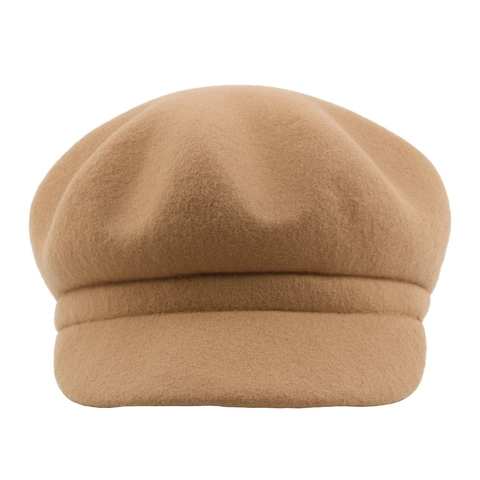 Gorra Newsboy De Pura Lana Para Mujer Sombrero Octogonal Vintage Color Sólido Cálido Invierno Pintor Ajustable Retro