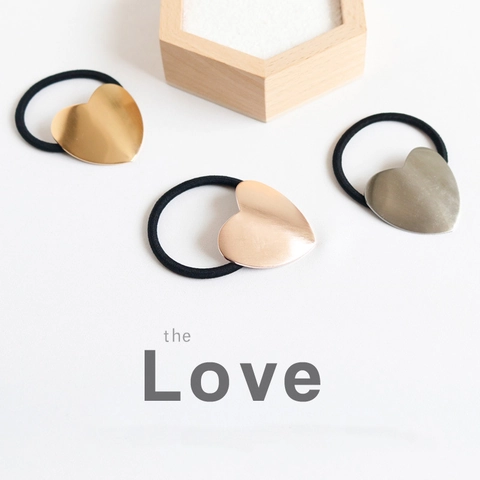 Chic Geometric Heart Triangle V-Shape Hair Ties Brushed Alloy Metal Elastic Hair Ropes Minimalist Accessories For Women