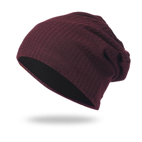 Gorro Beanie Slouchy Punto Gofre Acrílico Cálido Doble Capa Invierno Exterior Hip Hop Streetwear Hombre Mujer