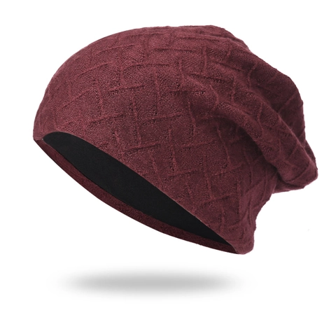 Bonnet Slouchy Beanie Femme Tricoté Mince Respirant Calotte Motif Diamant Bonnet De Nuit Pour Chimiothérapie Décontracté Rétro