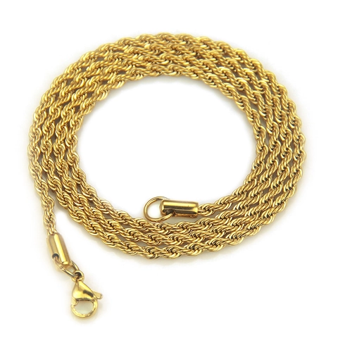 Hip Hop Titanium Steel Rope Chain Necklace For Men Women Gold Silver Rose Gold Black Twist Link Chain Personalized Jewelry