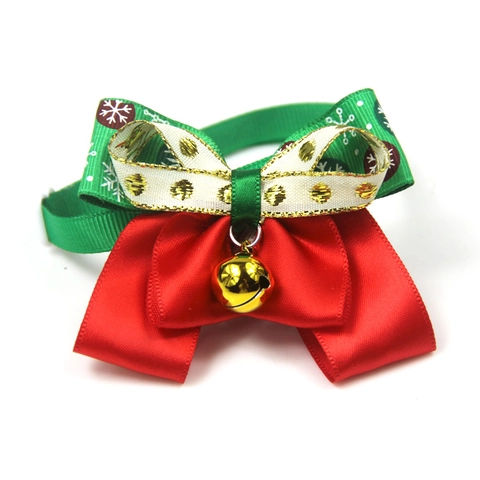 Papillon Di Natale Per Animali Con Campanellino Dorato Collare In Nastro Regolabile Per Gatti E Cani